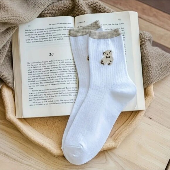 Ribbed teddybear Socks neutral Brown hosiery Adademic 6 pack - Picture 7 of 9